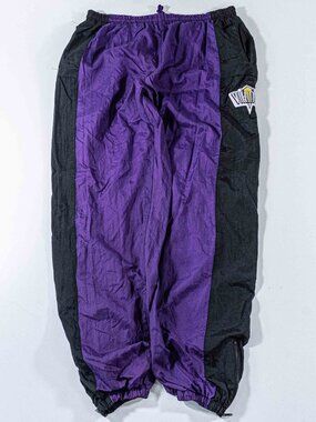 Vintage Minnesota Vikings Windbreaker Pants Large Logo 7 NFL 90s Black Purple